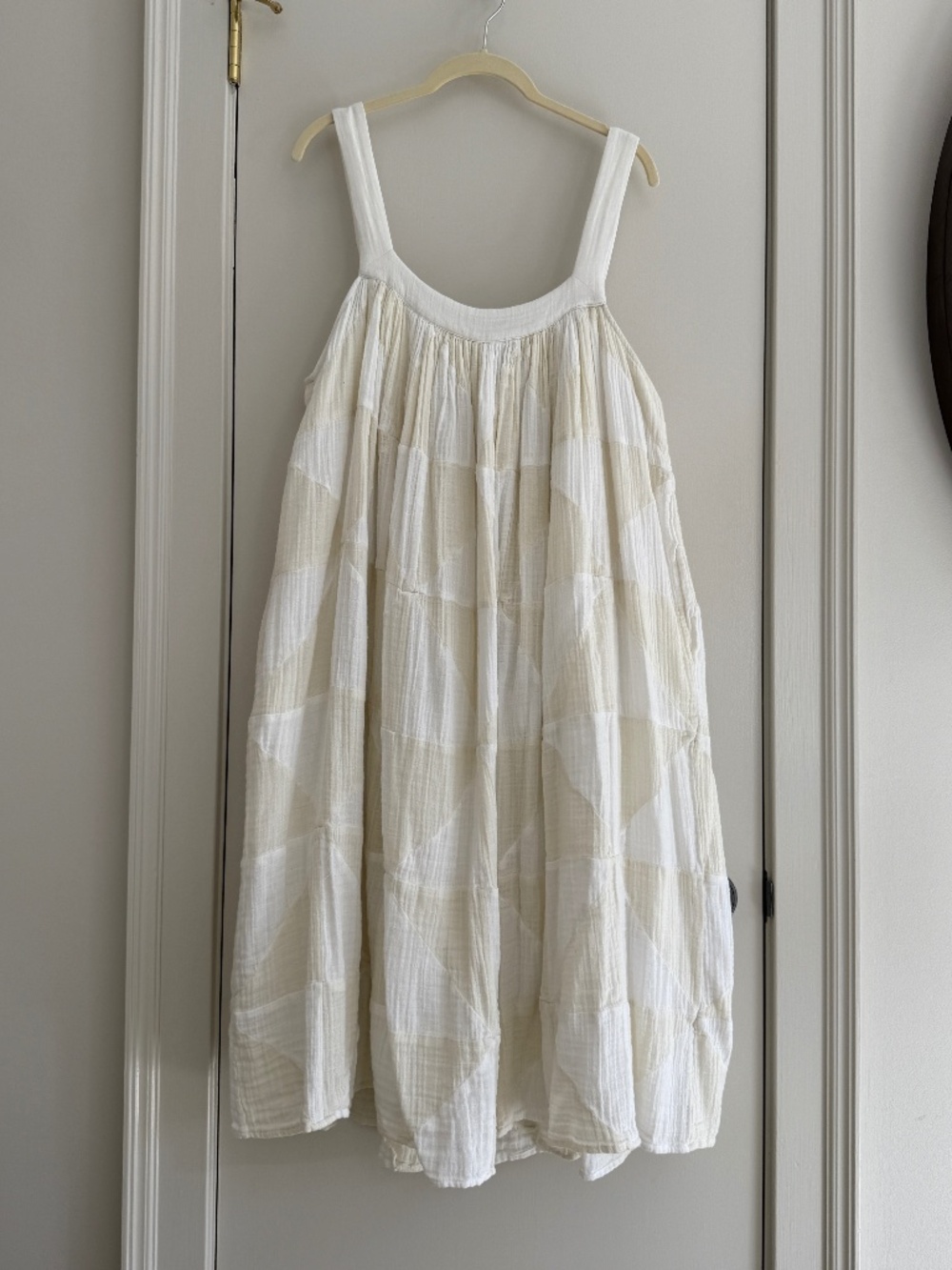 Anaak pieced tent dress in cream and ecru size 1 S/M